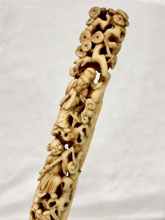 Antique Chinese Ming Dynasty Carved Bone Hairpin Ornament Wedding Accessory main image 5